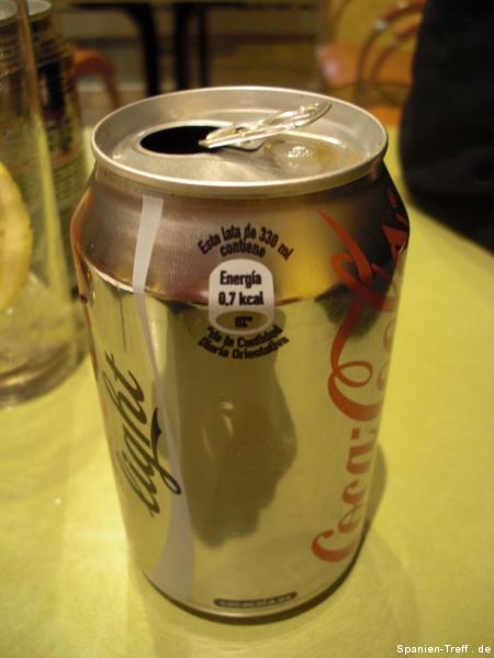 Spanische Coca-Cola Light mit Kalorien