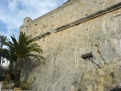 Stadtmauer mit Palmen bei Peñíscola