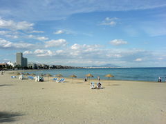 Blick vom Strand von Peñíscola in Richtung Benicarló